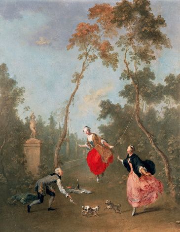 gallant-scene-in-park-by-norbert-joseph-carl-grund-oil-on-canvas-18th-illustration-id479656079