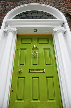 If I ever have a grey house, I want a lime green front door.
