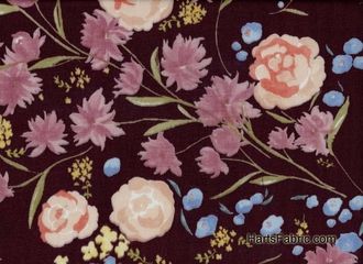 Maroon Floral Nani Iro Double Gauze Cotton Fabric