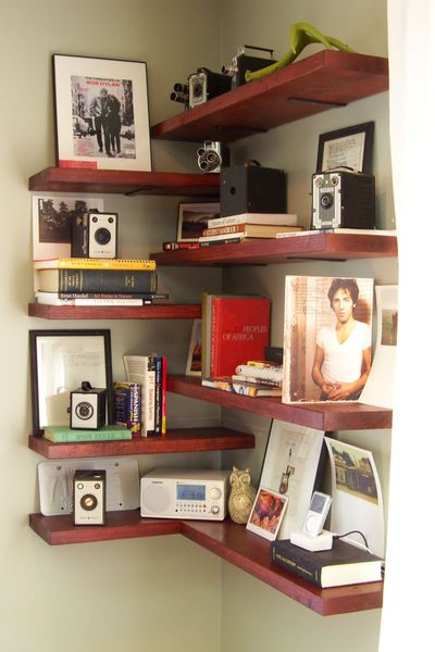 Corner Shelves. Like how they go to the corner but don't join. Makes it more interesting.