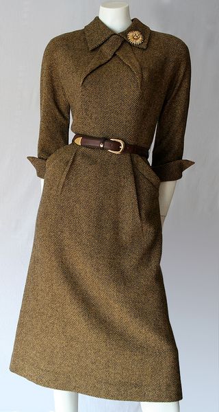 Fabulous original 1950's tweed dress by Pat Hartly.