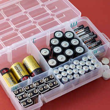 Use compartmentalized boxes for small things you need to keep organized, like batteries. | 34 Ingen…