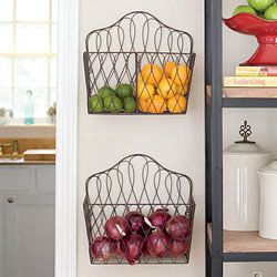 Hang magazine racks as fruit/vegetable holders