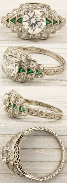 Art Deco engagement ring, circa 1925. Featuring a .79 carat (approx) EGL certified old European cut…