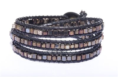 3X Rocker Chic Metal Cube Bracelet Wrap