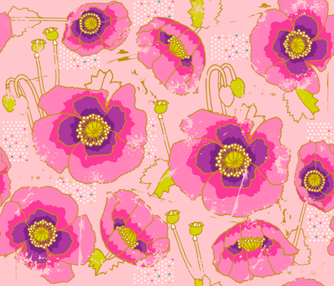 Giverny Poppies fabric by cynthiafrenette on Spoonflower - custom fabric