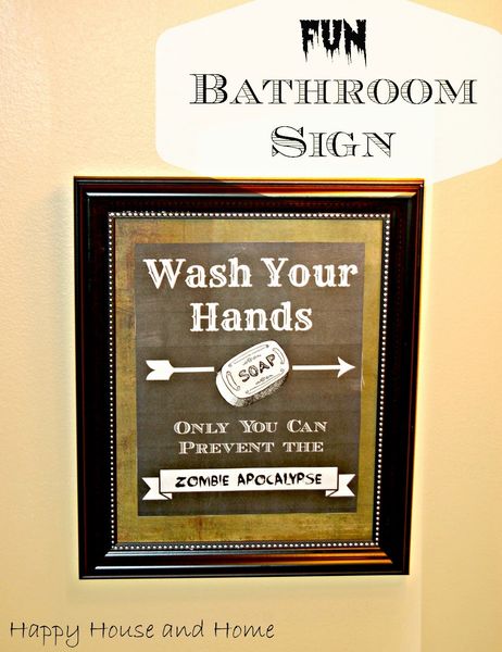 This free printable makes the cutest FUN Bathroom Sign (Wash Your Hands) for the kids, or your, bat…