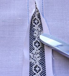 Lace insertion tutorial: good review.