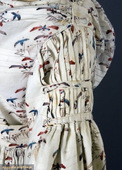 PRINTED SHEER WHITE DRESS & TUCKER, LATE 1830s