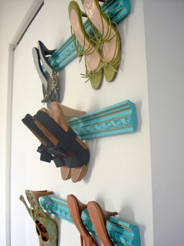 Crown Molding Shoe Rack. An excellent solution!
