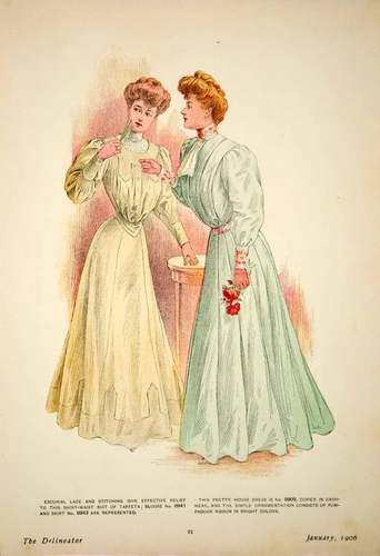 1906 Offset Lithograph Delineator Women Edwardian Fashion House Dress Blouse Art | eBay