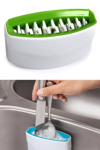 Cutlery Cleaner: A Sink Mounted Scrubber For Silverware, Knives And Cooking Utensils.