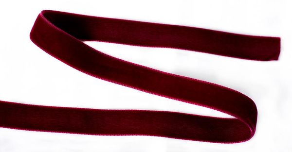 Mood Fabrics : New York Fashion Designer Discount Fabric | 24770 Burgandy Double Face Velvet Ribbon