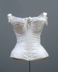 Corset and Busk    Made in United States  c. 1810-40    Artist/maker unknown, American    White cot…