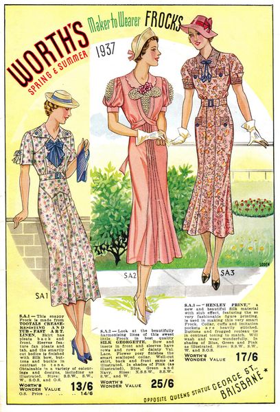 Three beautiful warm weather dresses from Worth's Spring & Summer 1937. #vintage #1930s #fashion #i…