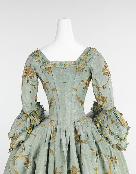 Dress (Robe à l'Anglaise)  Date: 1770–75 Culture: British Medium: silk, metal Dimensions: Length…