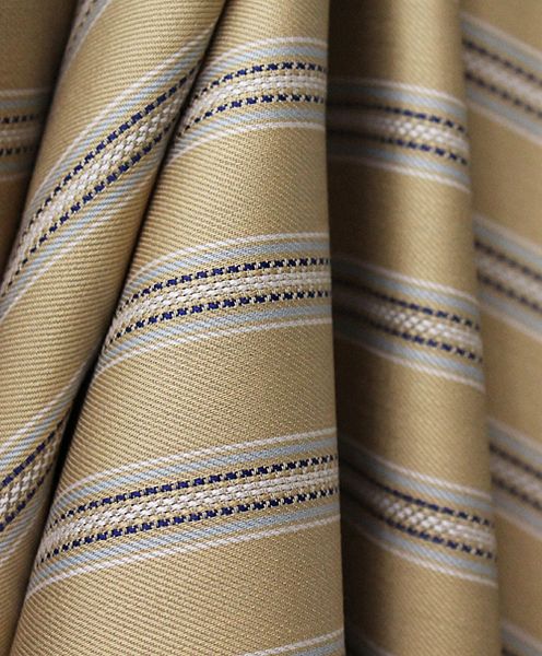 100% Luxury Cotton Shirting, 59" Wide, British Tan Satin Twill w/Stripes