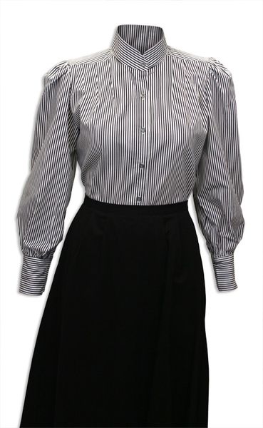 Pinstripe Blouse - Black/White [001784W]