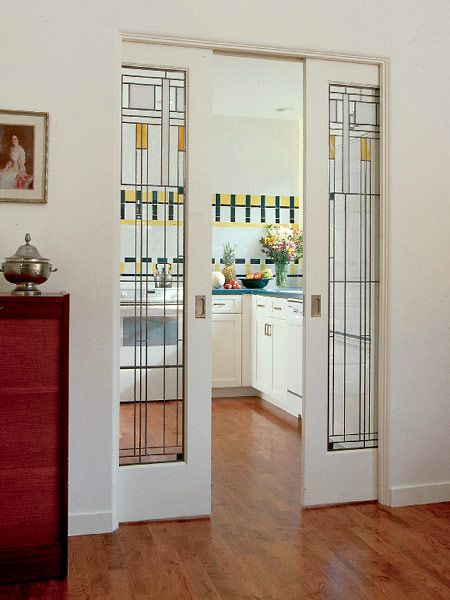 Craftsman Stained Glass pocket doors