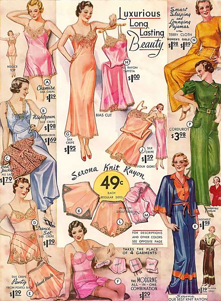 1934, ladies undergarments.