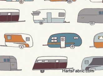 Birch Big Sir Camper Rally Organic Cotton Fabric Blue. hartsfabric.com