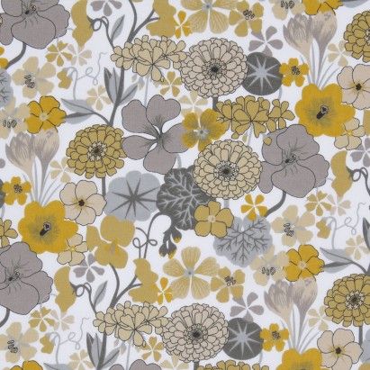 Mustard Floral Printed Cotton Voile Fabric by the Yard | Mood Fabrics