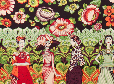 Alexander Henry Frida la Catrina Border Cotton Eggplant