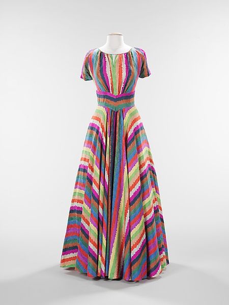 1937- Eliabeth Hawes dress. I love the way the skirt is cut with the stripes.