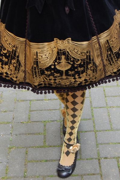 Harlequin tights with marionette dress