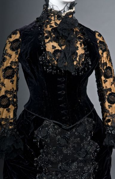 a reception gown designed by Charles Worth c. 1878. In the FIDM Museum collection.