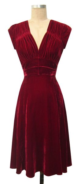 1940s dress red velvet
