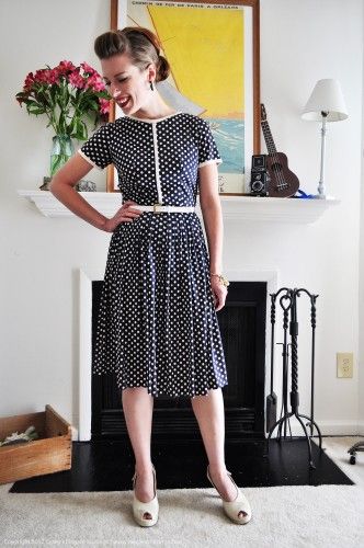 White contrast trim on an otherwise plain dress pattern.