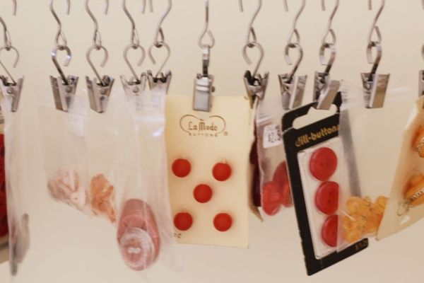 Ikea curtain wire and clips to hold buttons