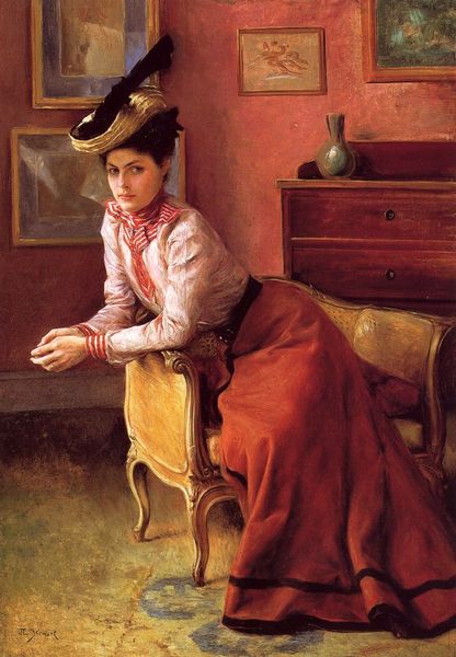 "Elegante Au Sofa", 1895, by Julius LeBlanc Stewart (French, 1855-1919)