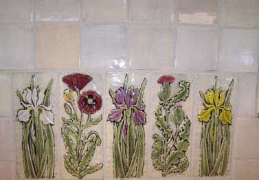 Floral tiles from Earth Song Tiles earthsongtiles.com