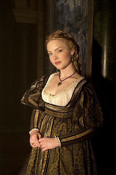Lucrezia Borgia (Holliday Grainger) 'The Borgias' 2011-. Costume designed by Gabriella Pescucci.