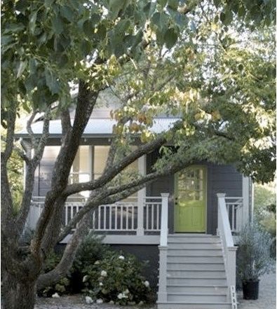 grey with lime green door