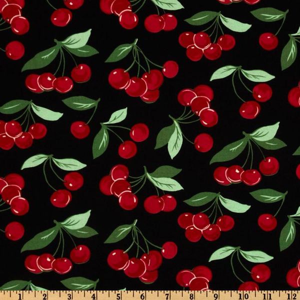 Michael Miller Fruits & Vegetables My Cherry Black