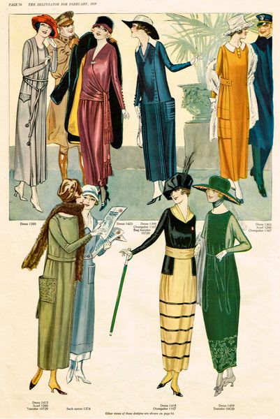 .Fashion page from the Delineator, Feb 1919.