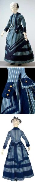 Dress, U.K., ca. 1872. Cotton, trimmed with silk braid; bone buttons. Unlined. Victoria & Albert Mu…