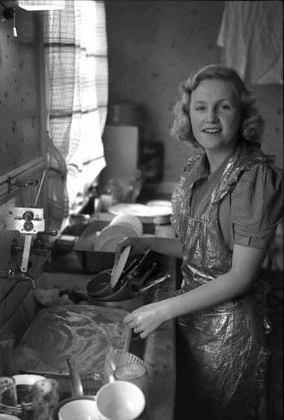 Housewife..c.1940's doing the dishes
