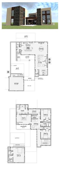 Modern House Plan 70803 | Total Living Area: 3100 sq. ft., 4 bedrooms & 3.5 bathrooms. #modernhouse…