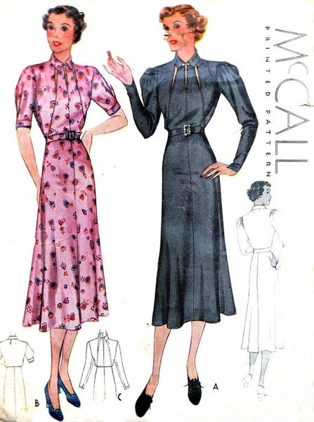 1930s Dress Pattern McCall 9074 Gored Skirt Day