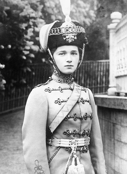 Grand Duchess Olga Nikolaevna of Russia wearing the uniform of her regiment, the 3rd Elizabetgradsk…