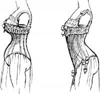 This illustrates the concept behind the "straight-front" corset very well.