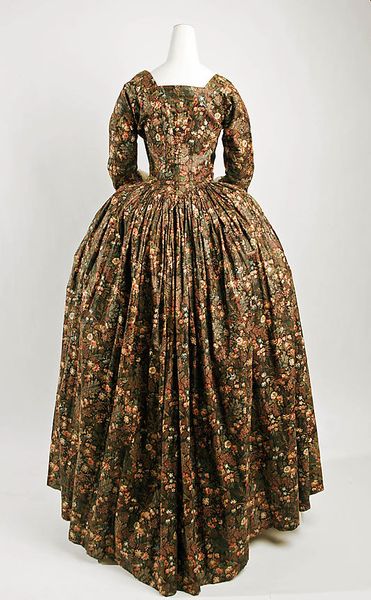 Dress (Robe à l'Anglaise)  Date: 1780–85 Culture: British Medium: cotton Dimensions: [no dimensi…