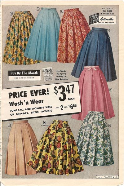 So many fantastic late 1950s skirts #skirt #vintage #dress #retro #fashion #1950s