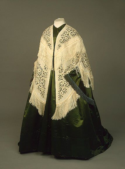 Cream Colored Cape With Floral Design And Fringe     c. 1850's-1860's  -  From The State Hermitage …