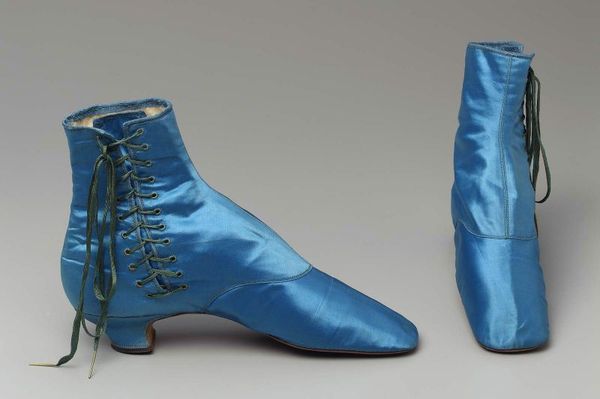 1865 French satin booties also in 1860s electric blue.