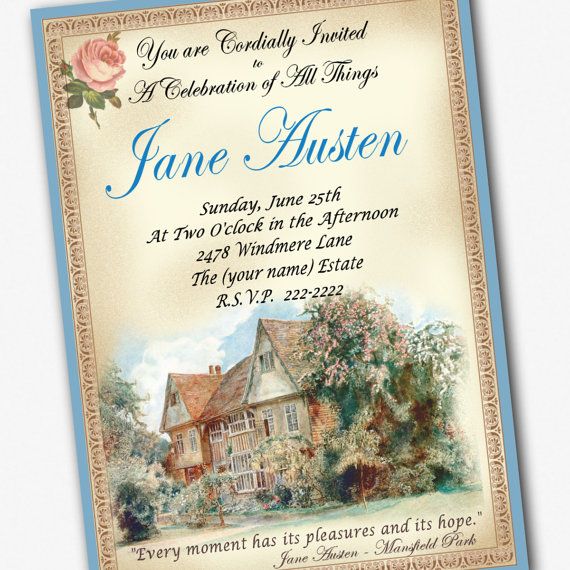 Jane Austen Party Invitation Custom 5 x 7 by PartyEverAfter
